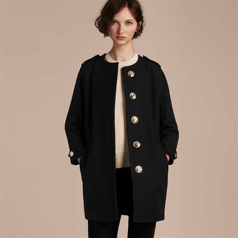 burberry technical wool cashmere collarless coat|Burberry coat with wool collar.